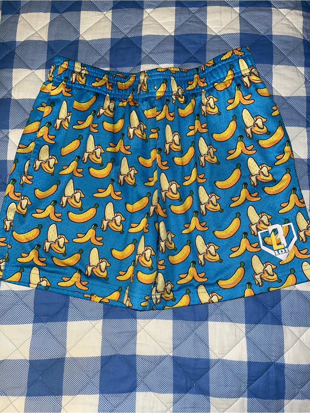 Kids Blue Banana Print Shorts